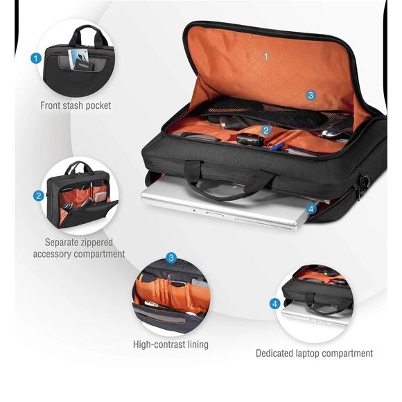 Everki Advance Laptop Briefcase Messenger Bag Fits up to 18.4” in Padded - Picture 3 of 16